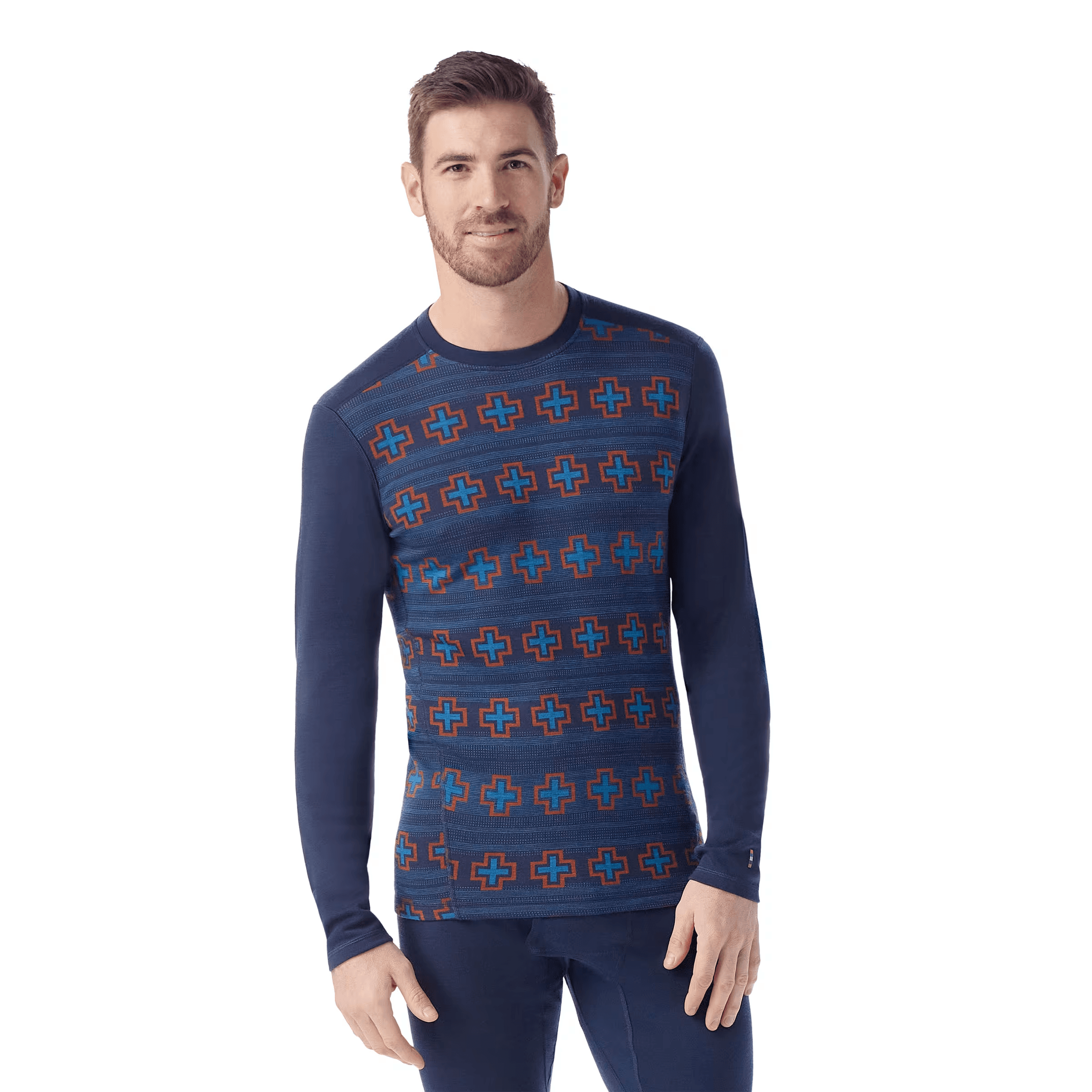SmartWool Smartwool Men's Classic Thermal Merino Base Layer Crew Boxed Deep Navy Paths Crossed