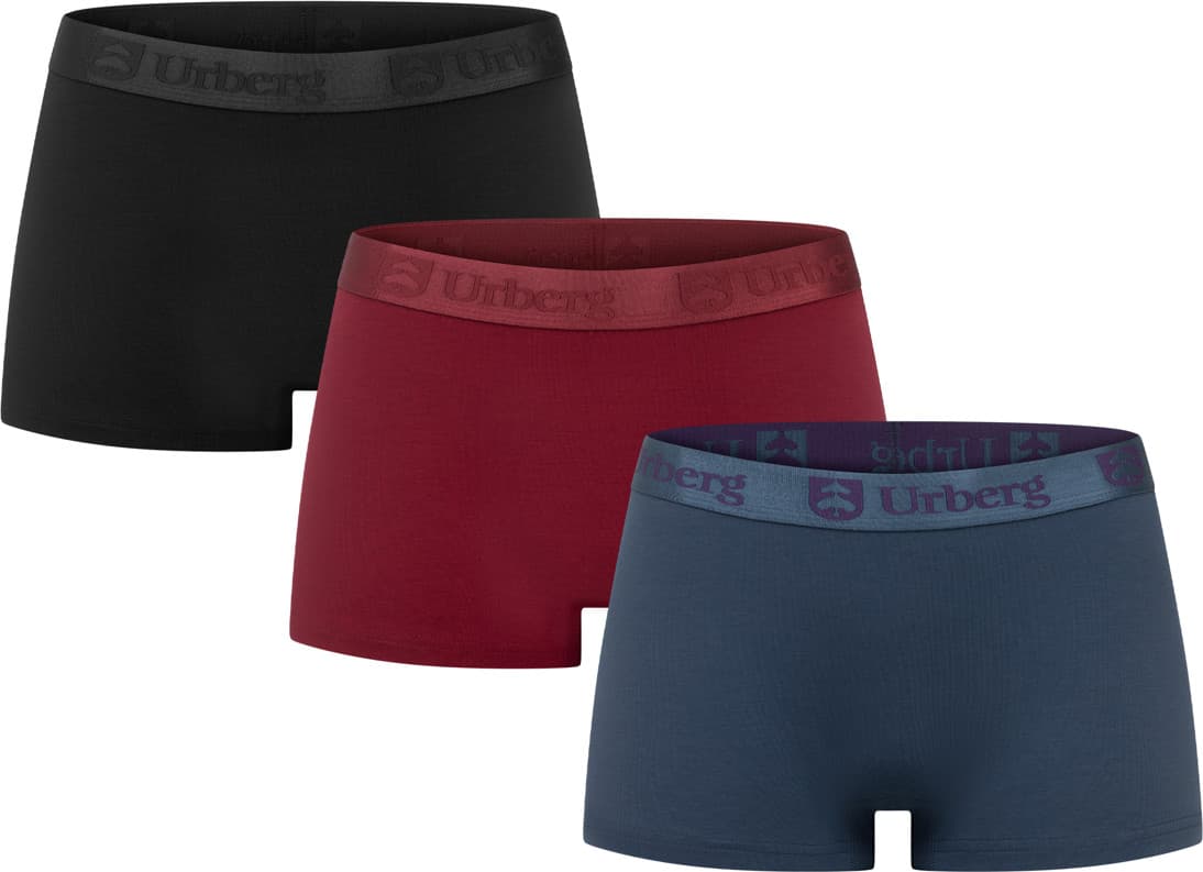 Urberg Urberg Women's Isane 3-pack Bamboo Boxers Cabarnet/Midnight Navy/Black Beauty