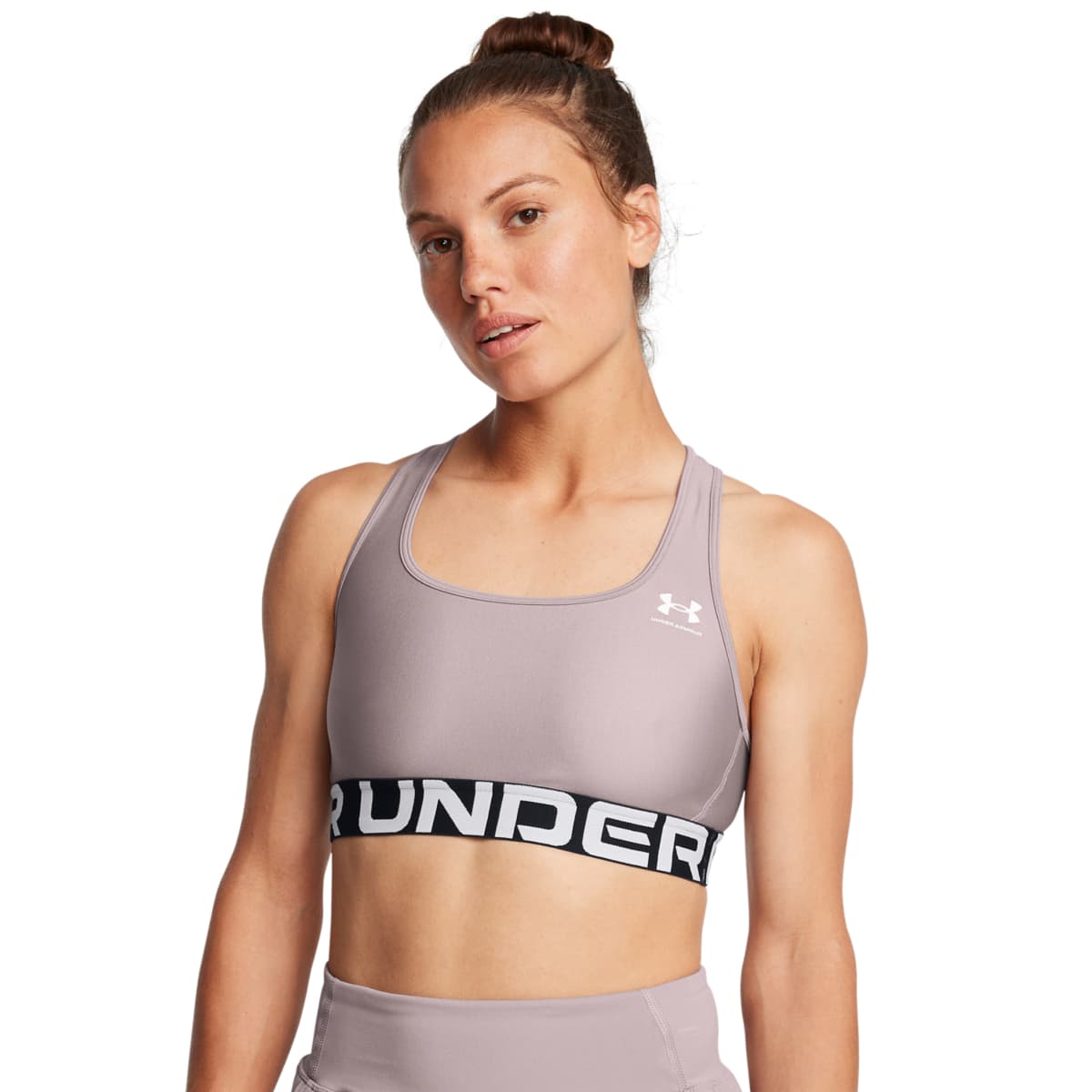 Under Armour Under Armour Women's HeatGear® Armour Mid Branded Sports Bra Tetra Gray