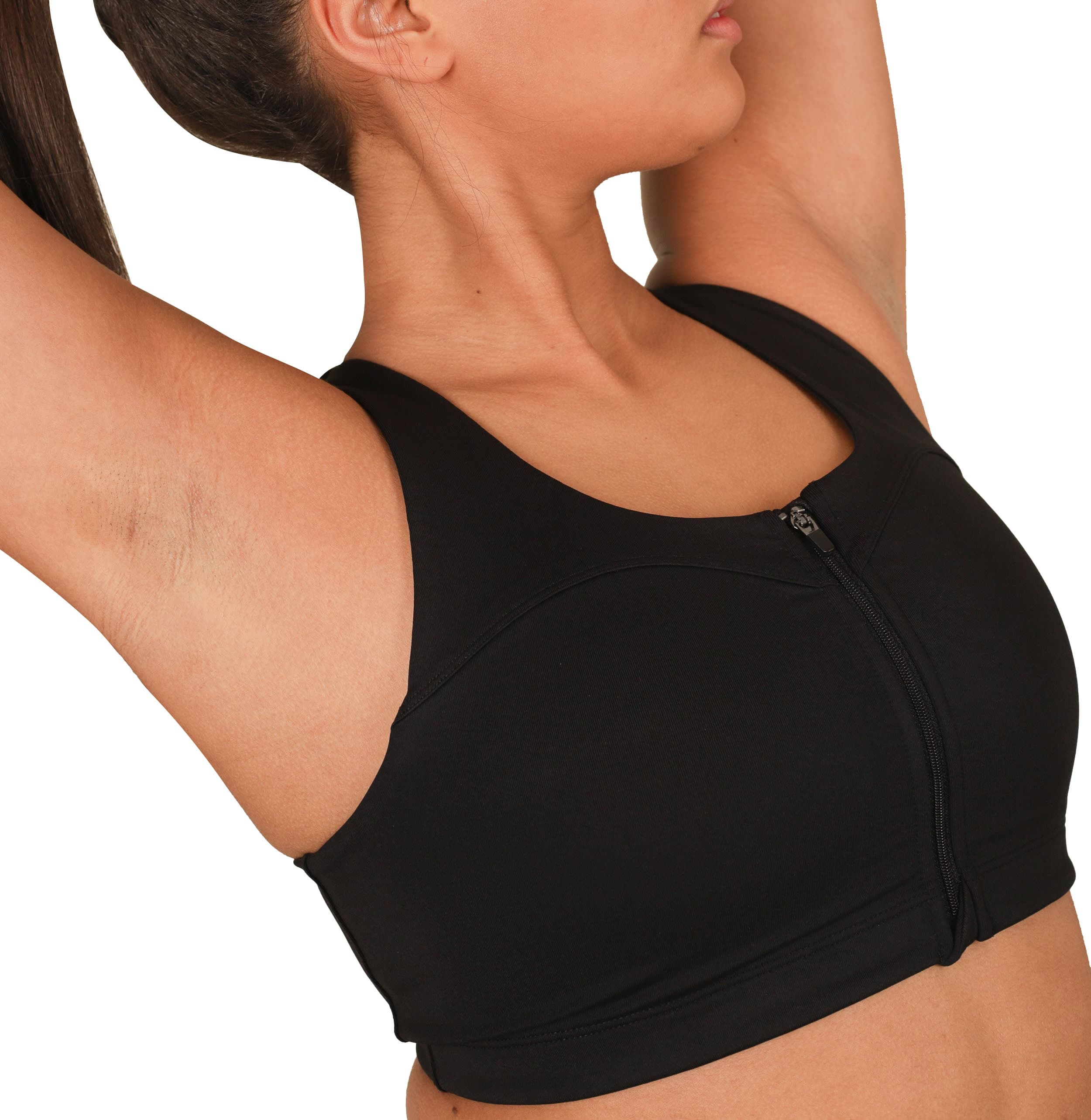 StayInPlace StayInPlace Front Zip Sports Bra Black
