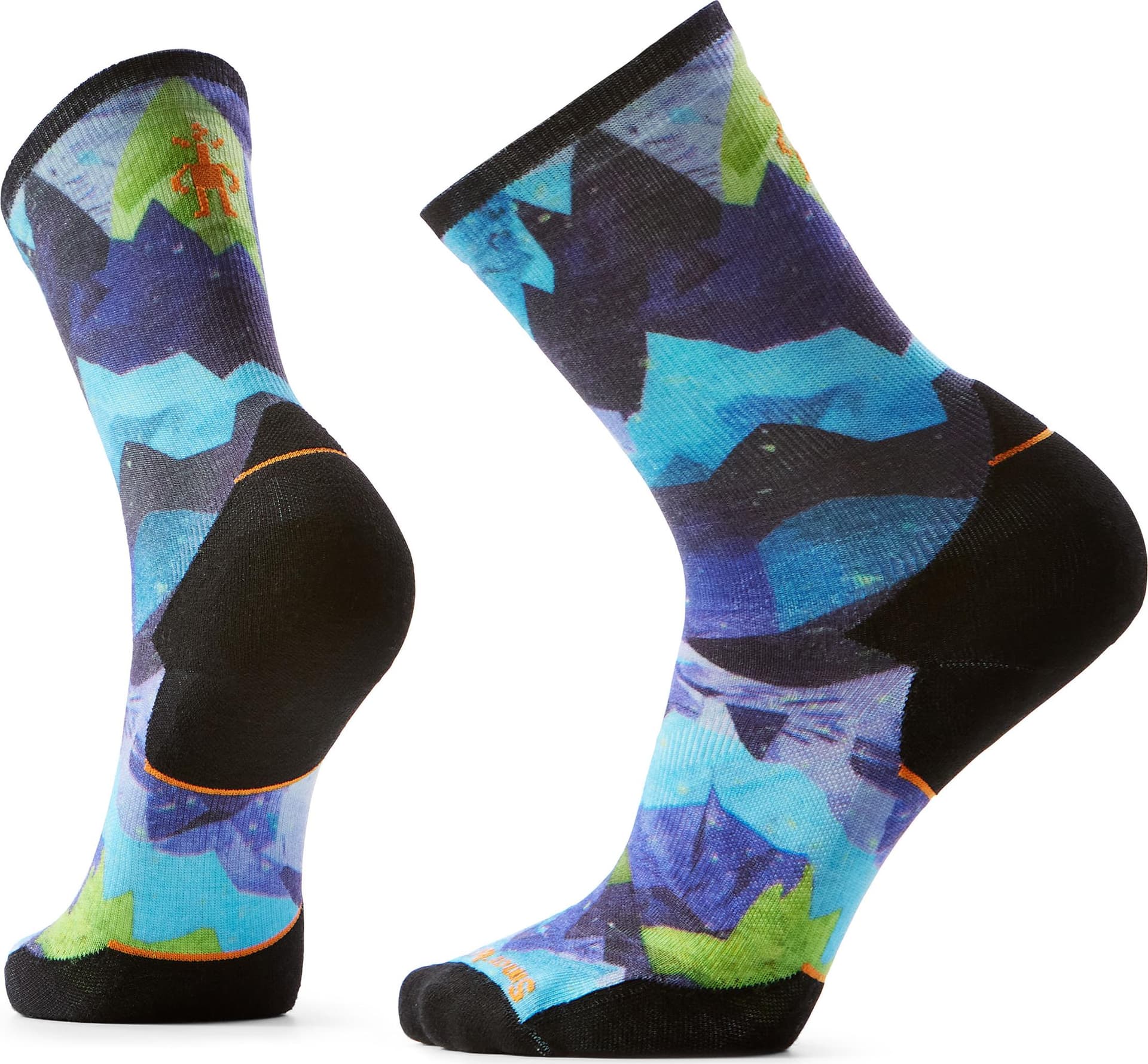 SmartWool Smartwool Trail Run Summit Sector Print Crew Socks Targeted Cushion Nightfall Blue