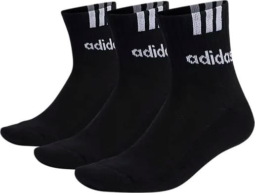 Adidas Adidas 3-Stripes Linear Half-Crew Cushioned Socks 3 Pairs   Black/white