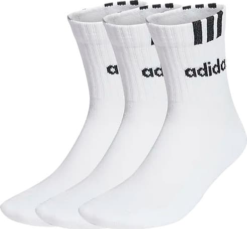 Adidas Adidas 3-Stripes Linear Half-Crew Cushioned Socks 3 Pairs   White/black