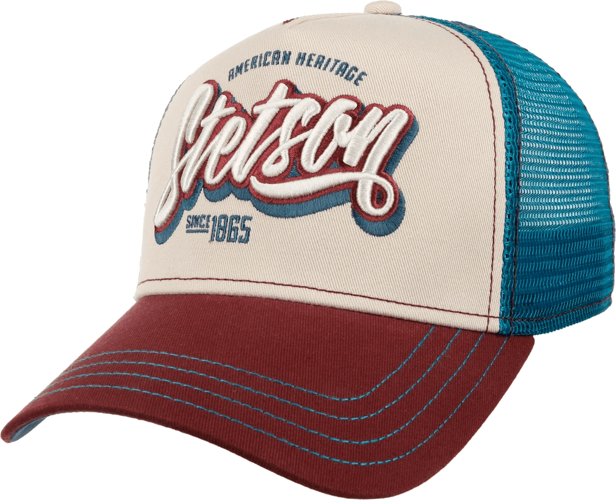 Stetson Stetson Wordmark Logo Trucker Cap Wine/Off White/Blue