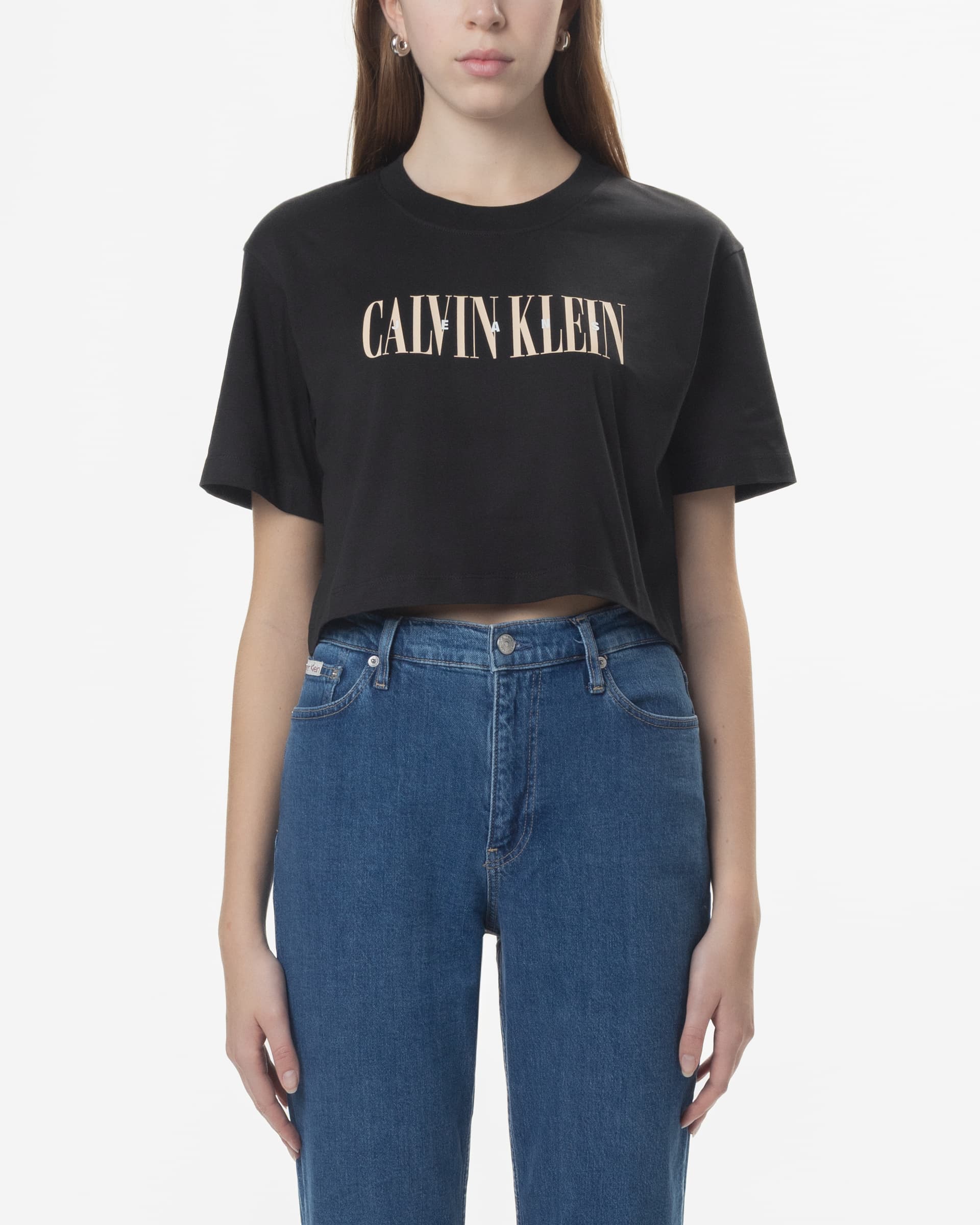 Calvin Klein Jeans T-shirt Cropped Calvin Klein Jeans J20J225578 Preto