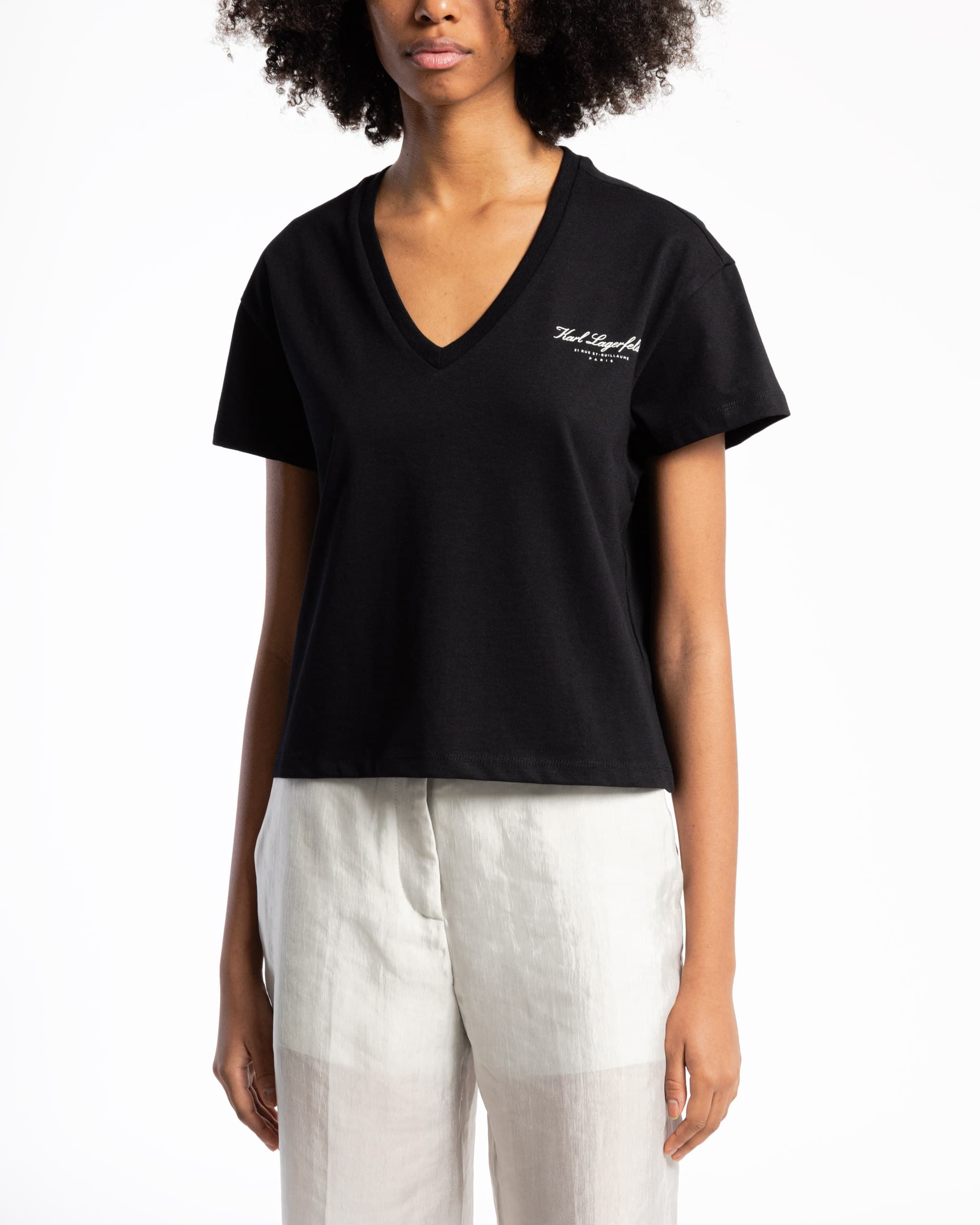 Karl Lagerfeld T-shirt Cropped Karl Lagerfeld 240W2170 Preto