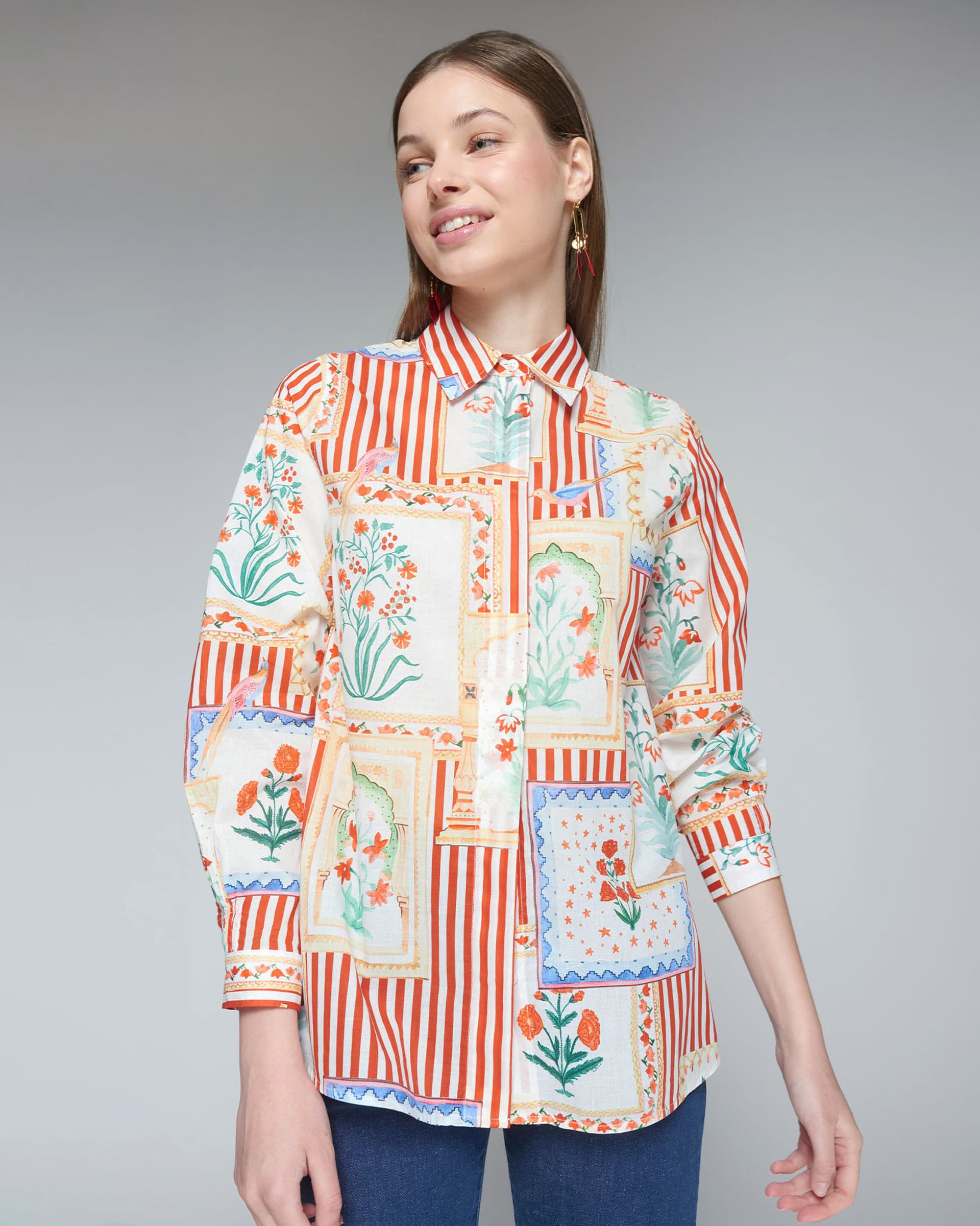 VilaGallo Camisa VilaGallo GINGER PATCHWORK RAYAS PRINT Multicor