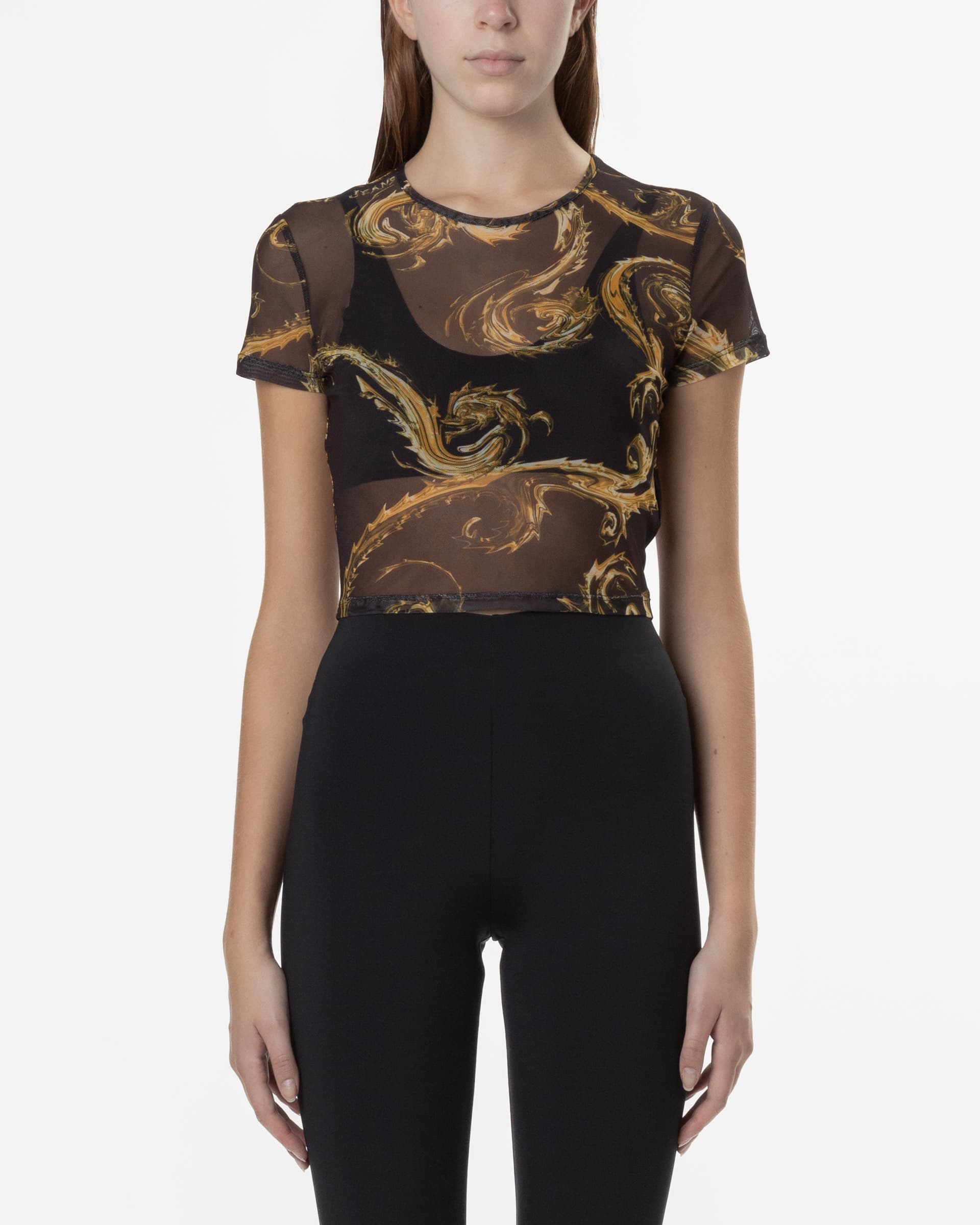 Versace Jeans Couture T-shirt Cropped Versace Jeans Couture 77HAH6A2 Dourado