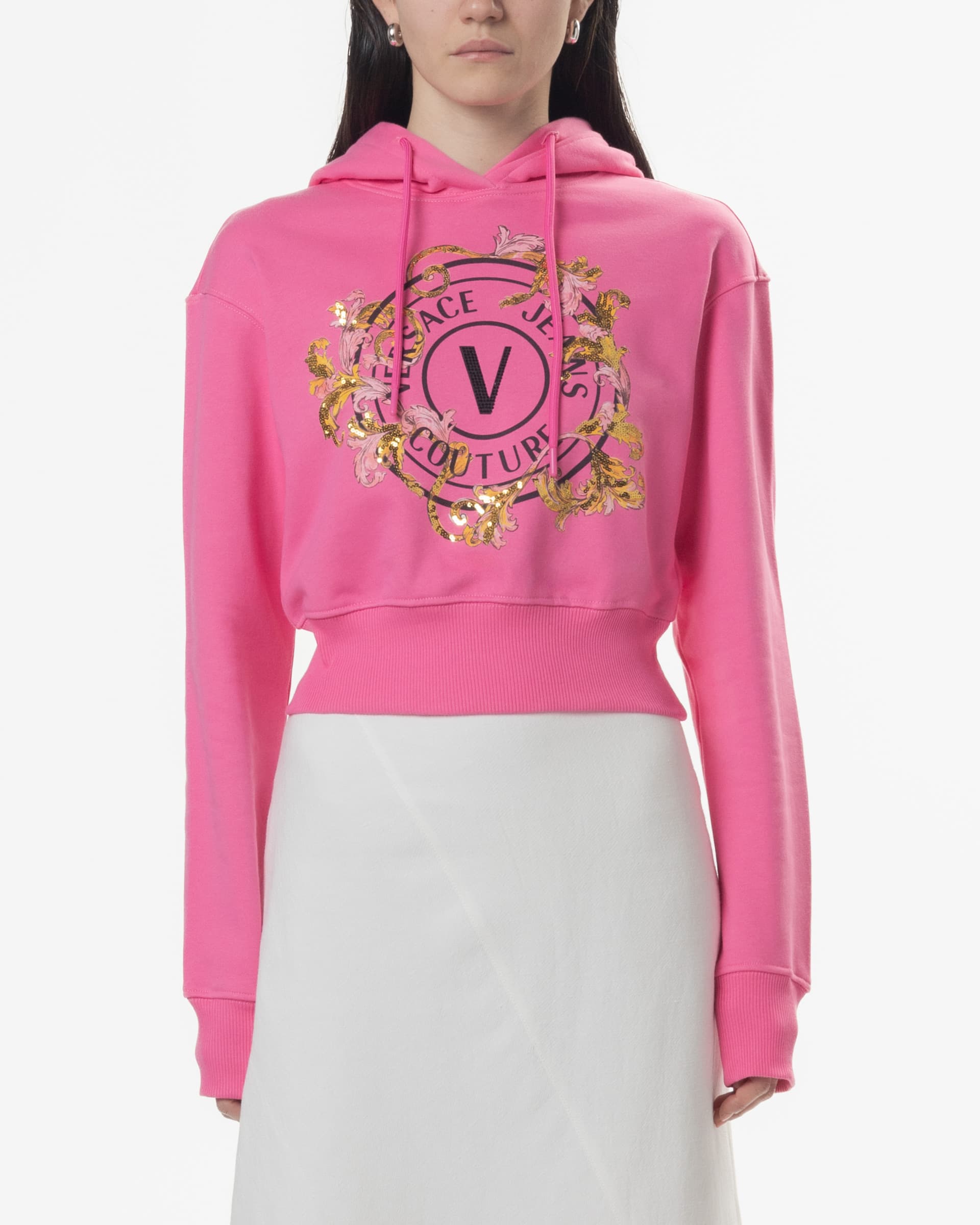 Versace Jeans Couture Hoodie Cropped Versace Jeans Couture 78HAIC01 Rosa