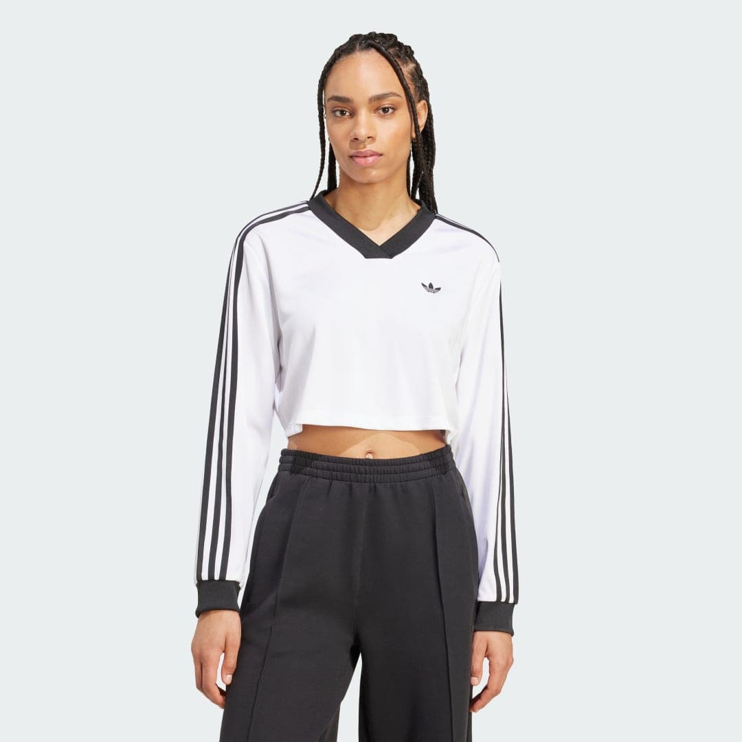 Adidas Adicolor Football Jacquard Crop Long-Sleeve Top