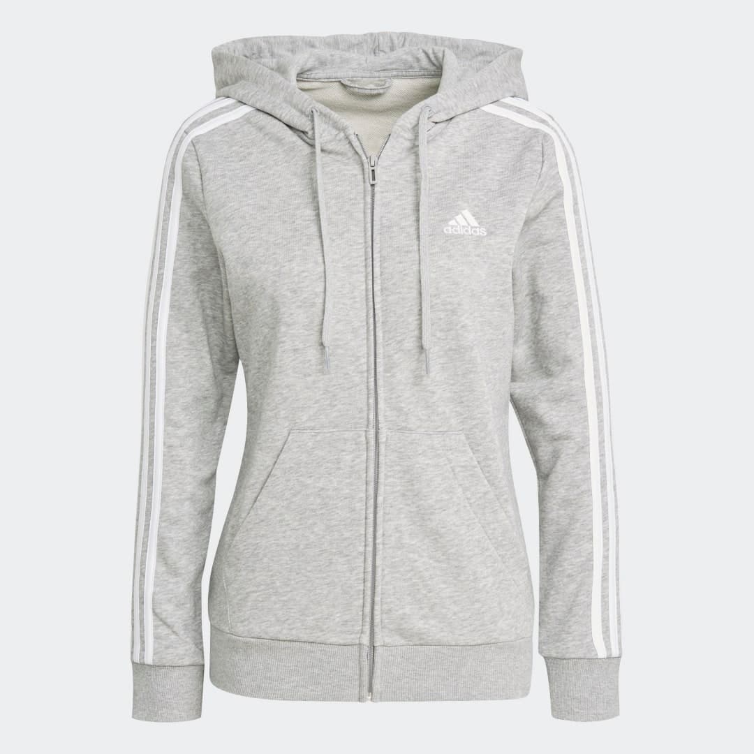 Essentials French Terry 3-Stripes Full-Zip Hettegenser