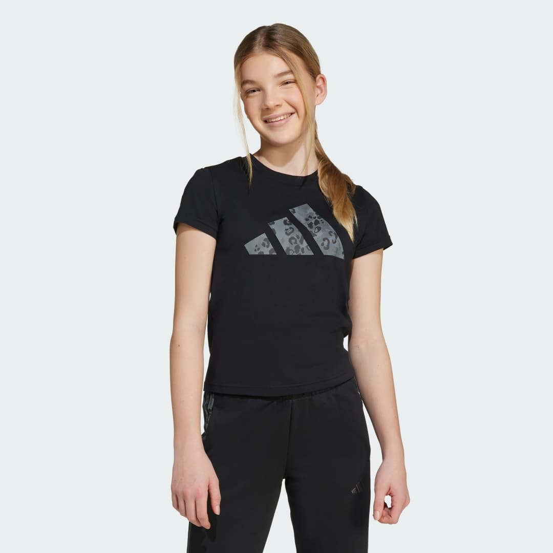 adidas Girls Animal Big Logo Single Jersey T-Shirt Kids