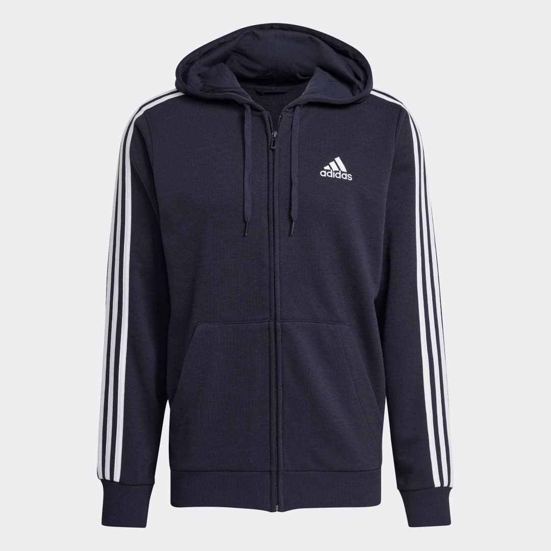 Essentials French Terry 3-Stripes Full-Zip Hettegenser