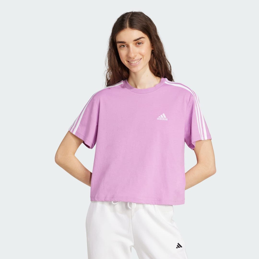 Adidas Essentials 3-Stripes Single Jersey Crop Top