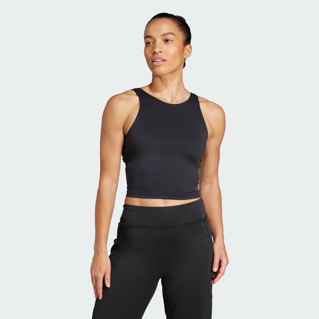 Adidas Yoga Crop Tank Top With Inner Shelf Bra