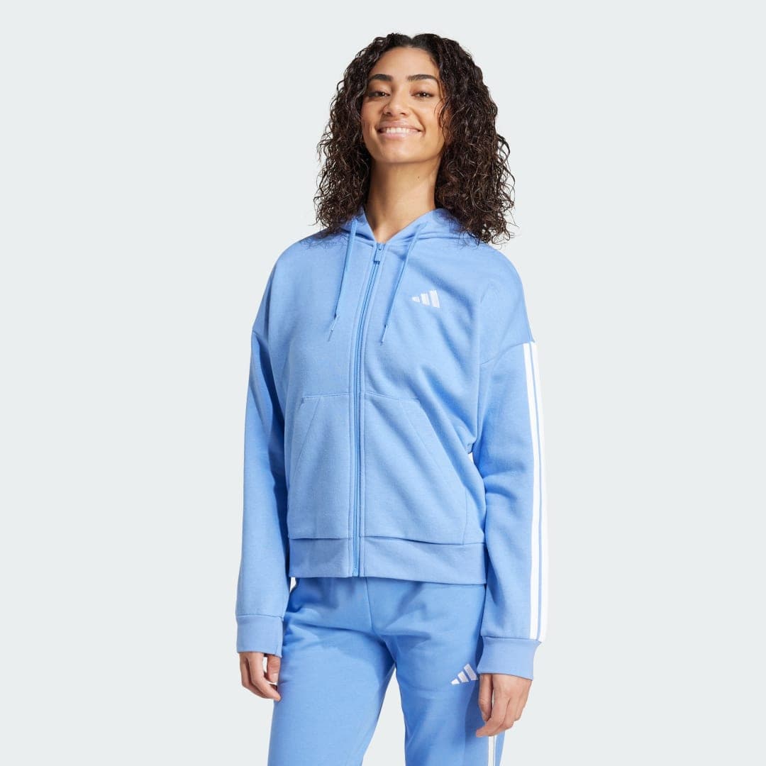 Essentials 3-Stripes Full-Zip Fleece Hettegenser