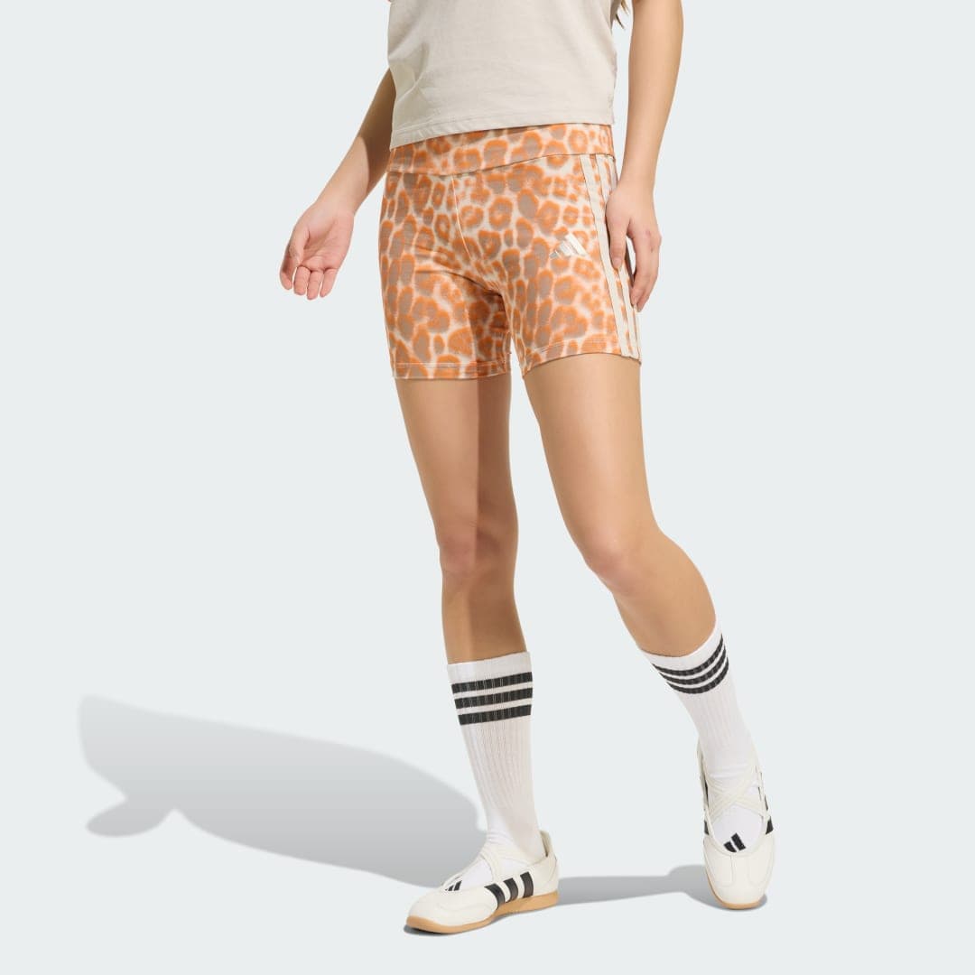 Seasonal Essentials Leopard Print Biker Shorts med 3-Stripes