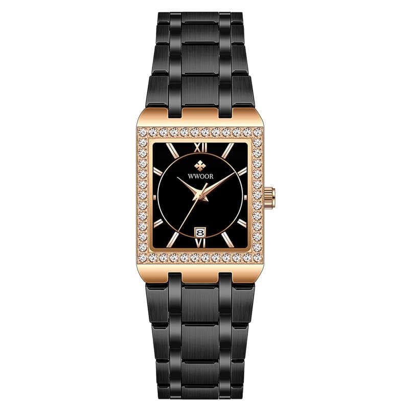 WWOOR WWOOR Moonstone Black Rose Gold