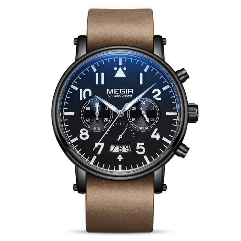 Prydligt Megir Pilot Chrono Brown