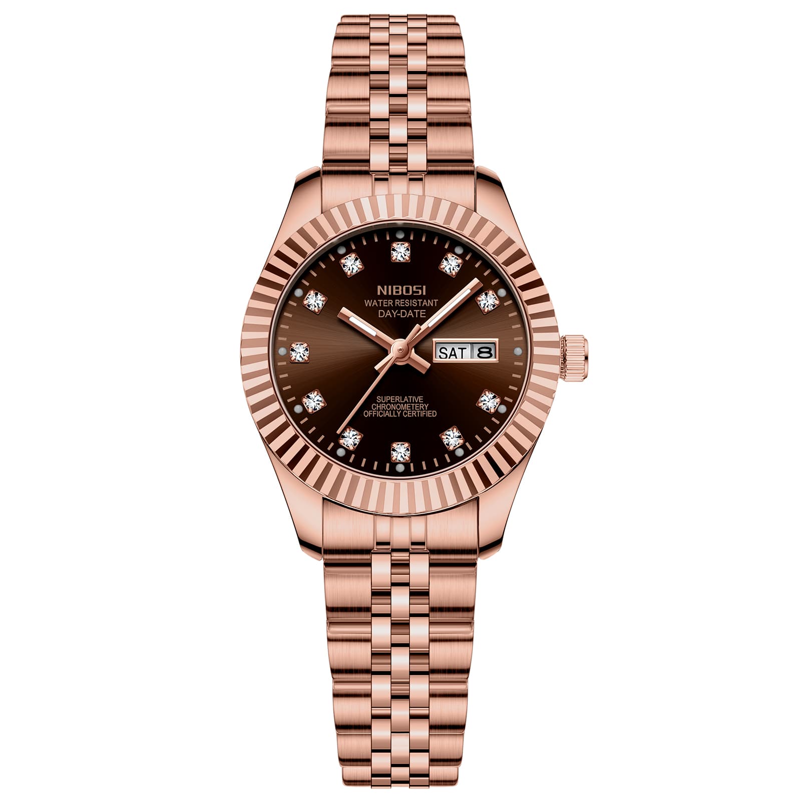 Nibosi Nibosi Millbury Day-Date Rose Gold Brown