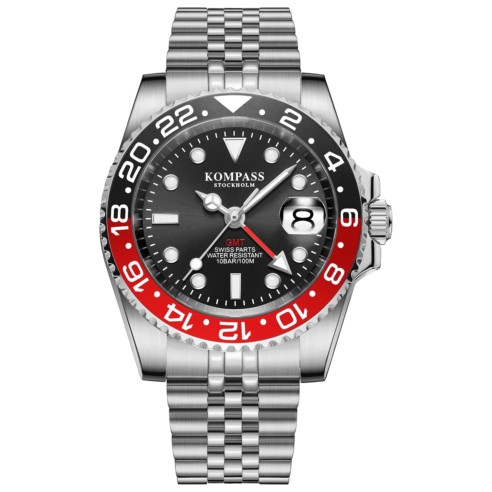 Kompass Stockholm Kompass GMT-Professional Jubilee Sapphire Steel Black Red