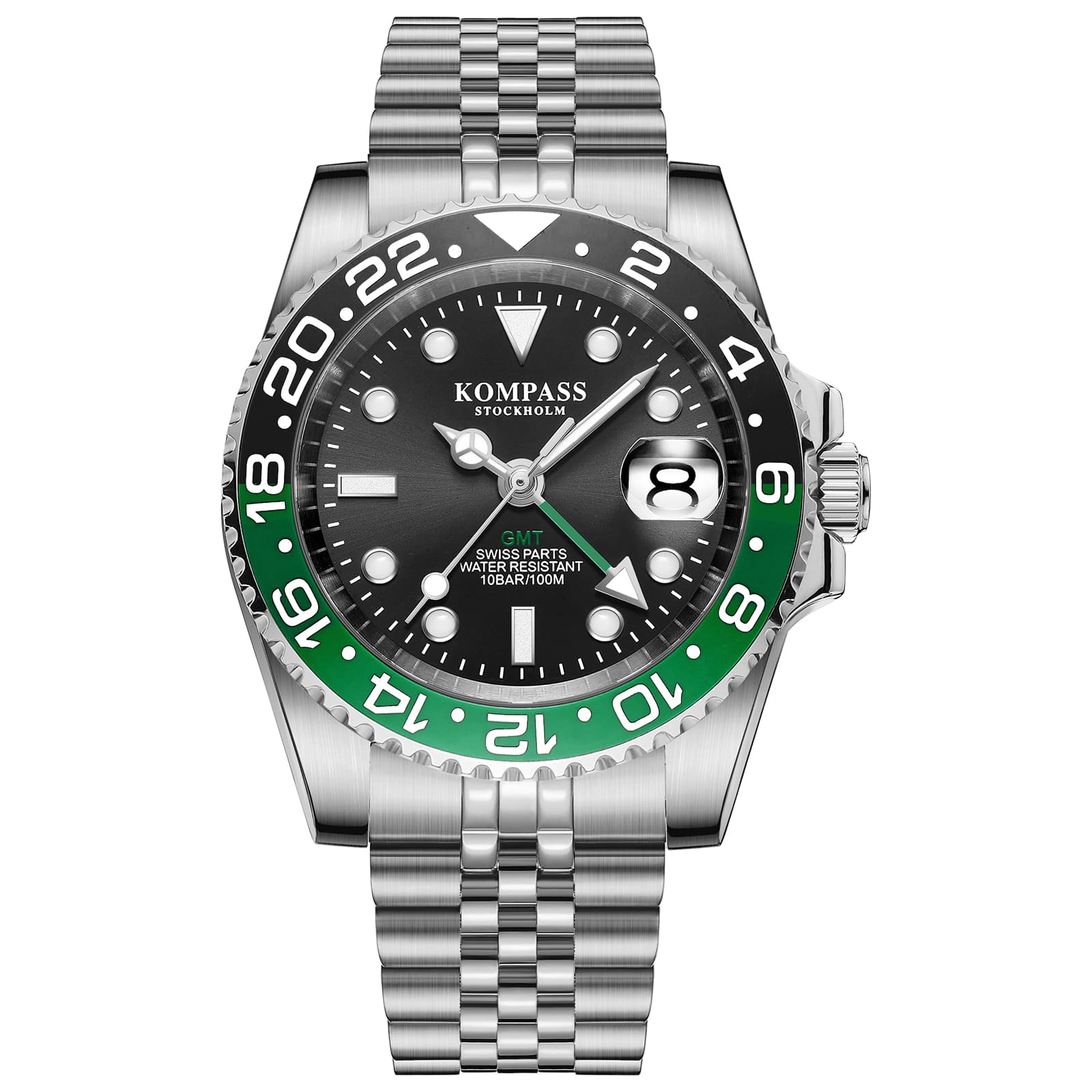 Kompass Stockholm Kompass GMT-Professional Jubilee Sapphire Steel Black Green