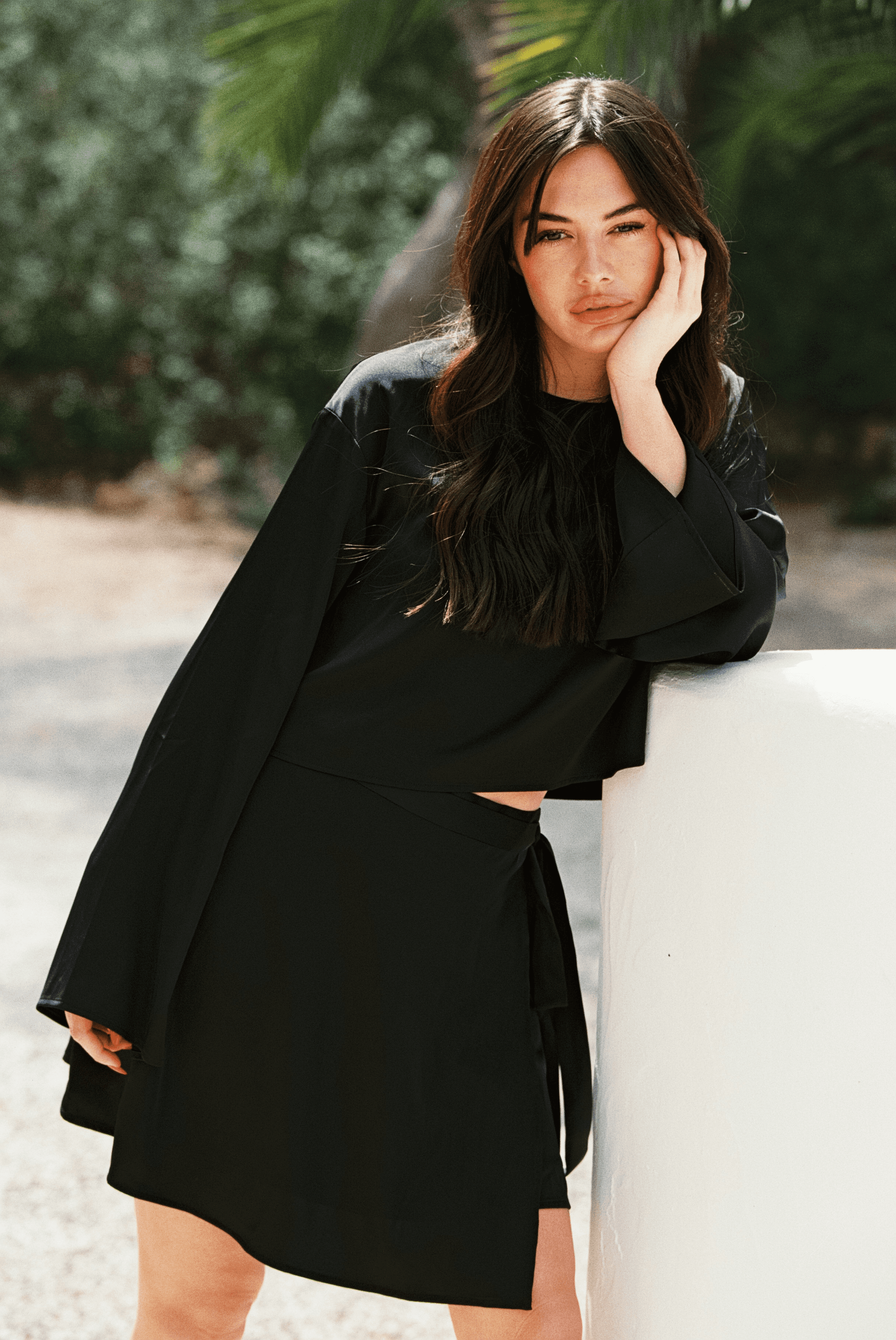 Kayani Dina Satin Mini Skirt Shiny Onyx