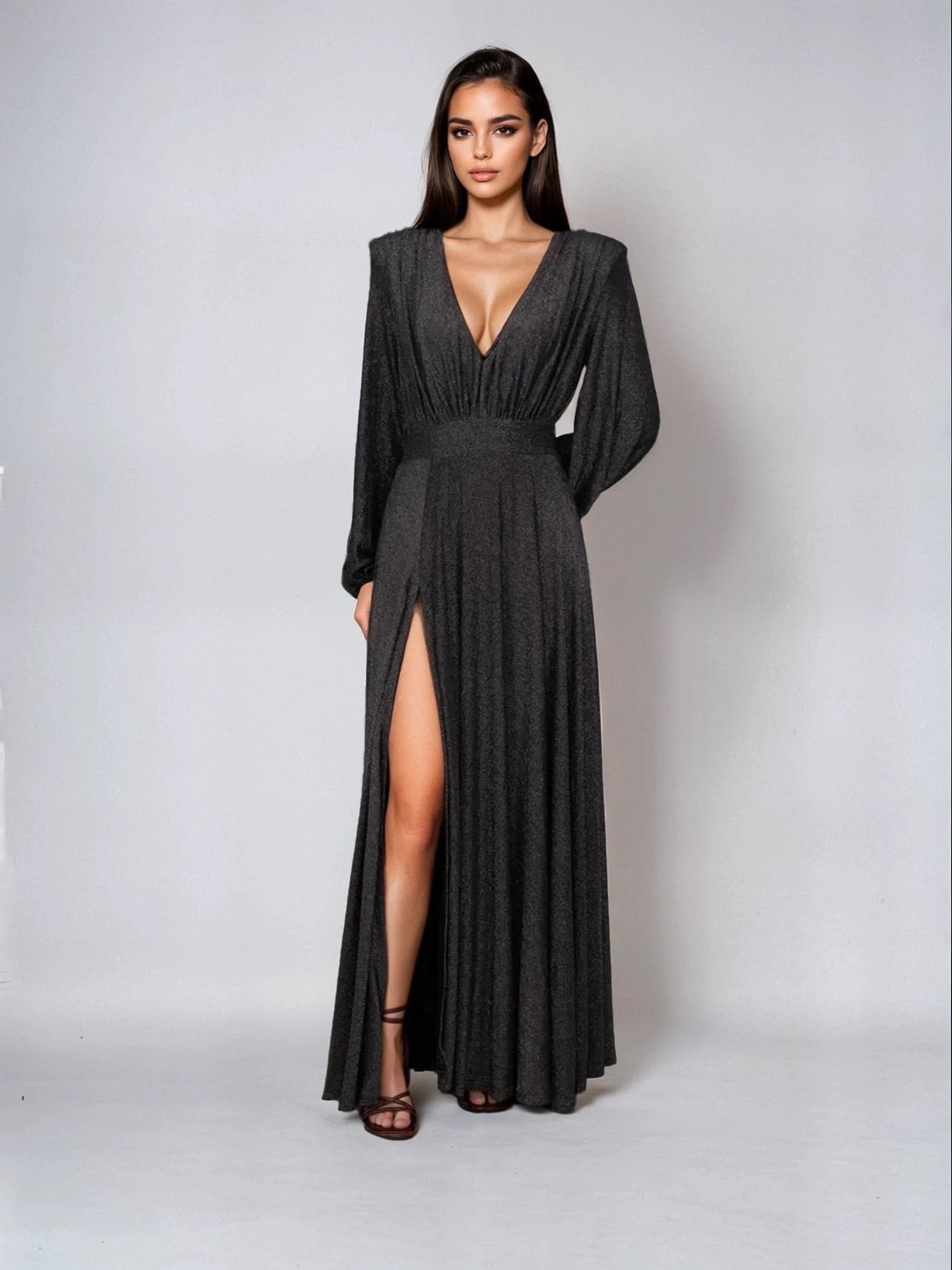 Kayani Antonella Maxi Dress - Glittering Silvery