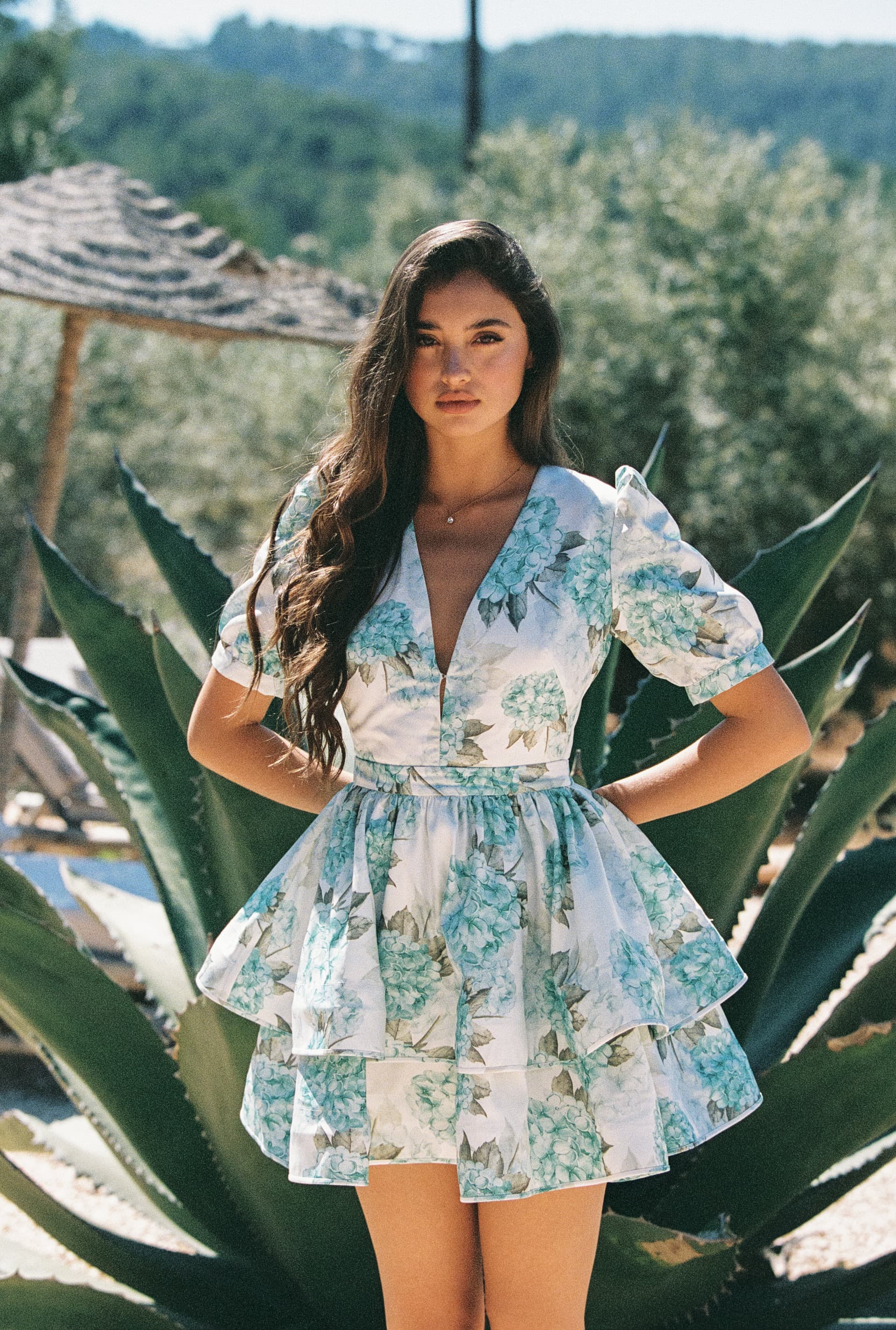 Kayani Eliana Mini Maze Dress - Verdant Flower Garden