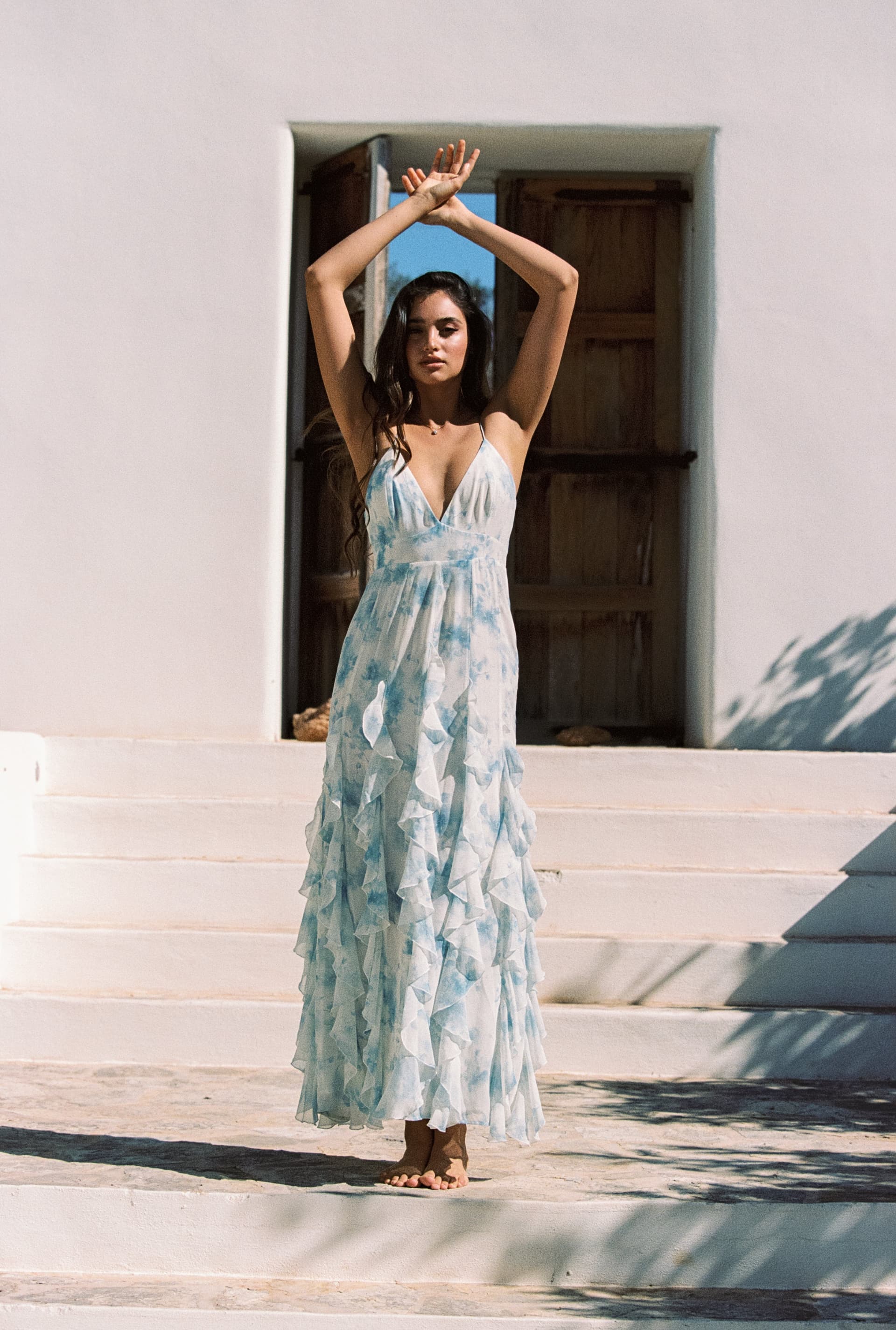 Kayani Aria Ruffle Dress - Dreamy Azure