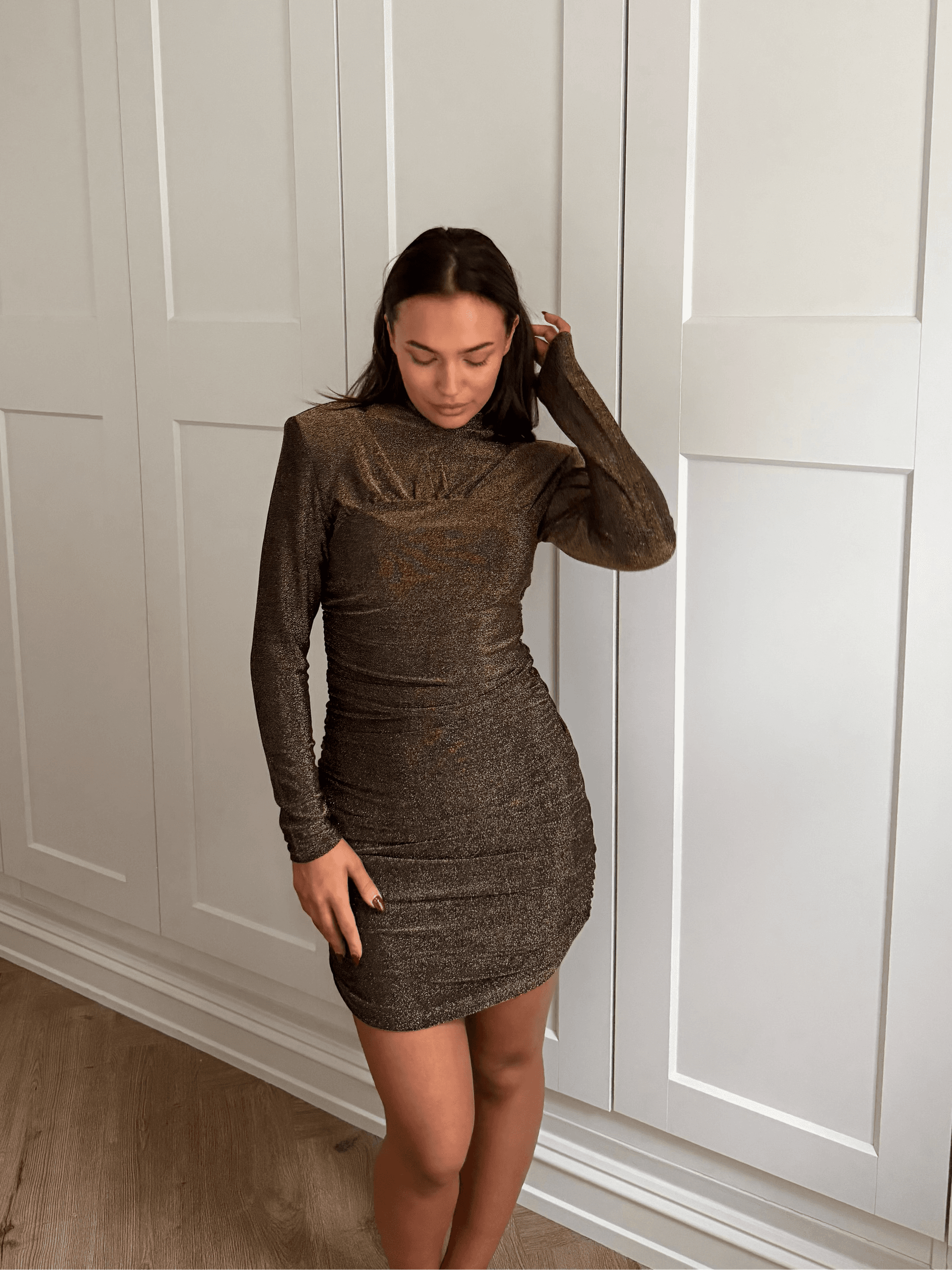 Kayani Anthea Bustier Mini Dress - Glittering Golden