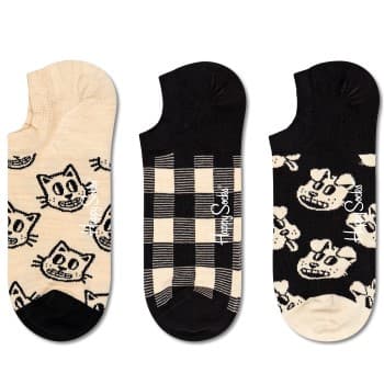 Happy Socks Happy socks Strømper 3P Pet No Show Sock Svart mønstret bomull Str 41/46