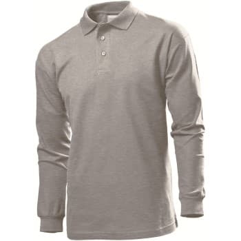 Stedman Stedman Polo Long Sleeve Men Grå bomull Small Herre