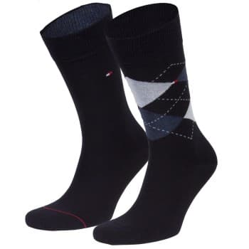 Tommy Hilfiger Tommy Hilfiger Strømper 2P Men Sock Check Marine Str 43/46 Herre