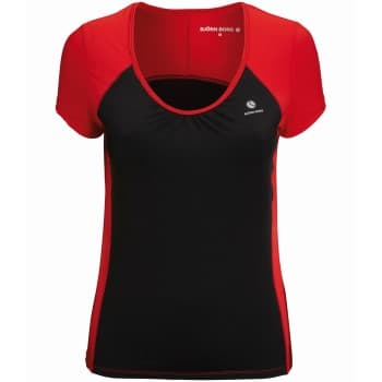Björn Borg Wake S-S Tee Chinese Red Svart/Rød polyester X-Small Dame