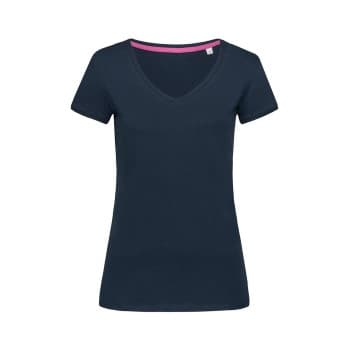 Stedman Megan V-neck Marine ringspunnet bomull X-Large Dame