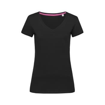 Stedman Megan V-neck Svart ringspunnet bomull X-Large Dame