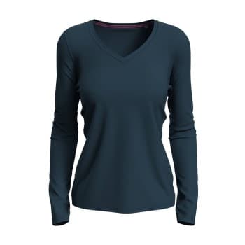 Stedman Claire V-neck Long Sleeve Marine ringspunnet bomull X-Large Dame