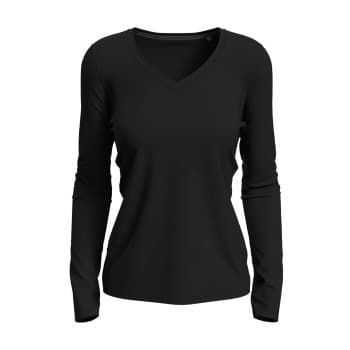 Stedman Claire V-neck Long Sleeve Svart ringspunnet bomull X-Large Dame