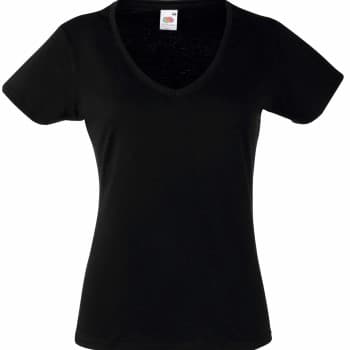 Fruit of the Loom Lady Fit Valueweight V-neck T Svart bomull XX-Large Dame