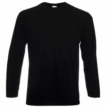Fruit of the Loom Fruit of the Loom Valueweight Long Sleeve T Svart bomull Large Herre
