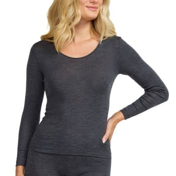 Damella Wool And Silk Long Sleeve Top Mørkgrå ull 44 Dame
