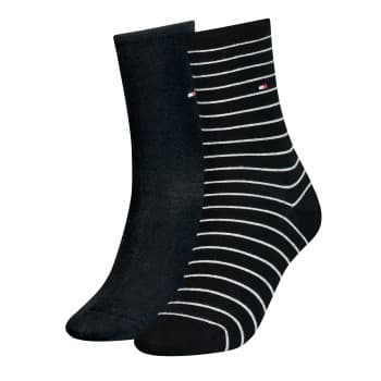 Tommy Hilfiger Strømper 2P Classic Small Stripe Socks Svart Str 35/38 Dame