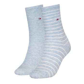 Tommy Hilfiger Strømper 2P Classic Small Stripe Socks Lysblå Str 35/38 Dame