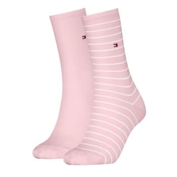 Tommy Hilfiger Strømper 2P Classic Small Stripe Socks Lysrosa Str 35/38 Dame