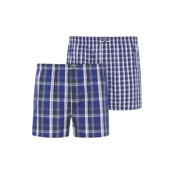 Jockey Jockey 2P Woven Boxer Shorts 3XL-6XL Marine Rutete bomull 6XL Herre