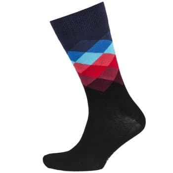 Happy Socks Happy socks Strømper 2P Faded Diamond Sock Svart Mønster bomull Str 36/40 Herre
