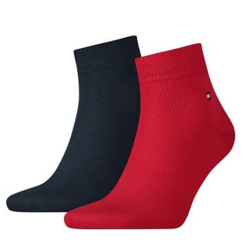 Tommy Hilfiger Strømper 2P Men Quarter Sock Blå/Rød Str 47/49 Herre