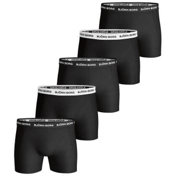 Björn Borg 5P Essential Shorts Solids Svart bomull X-Small Herre
