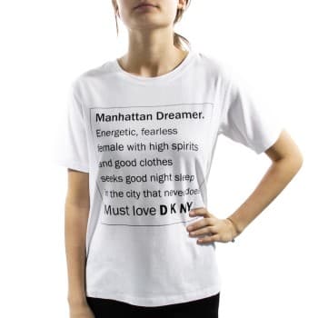 Dkny DKNY Spell It Out Short Sleeve Tee Hvit Medium Dame